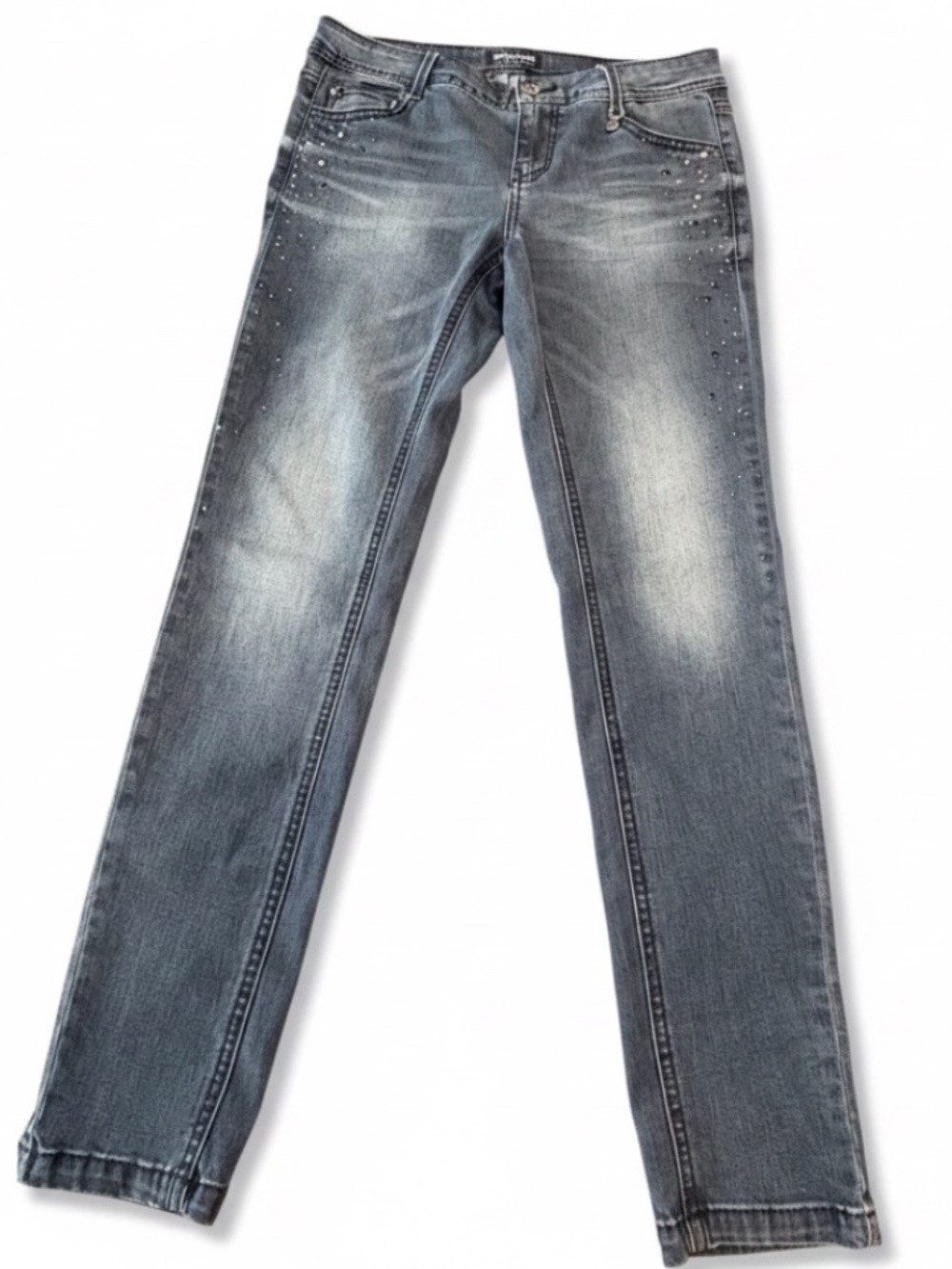Y2K Only Jeans Swarovski Fantasy Second Skin Denim Crystal Embellished Size 28